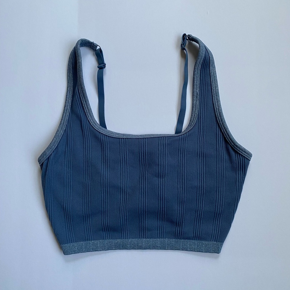 Aerie Blue Ribbed Sports Bra